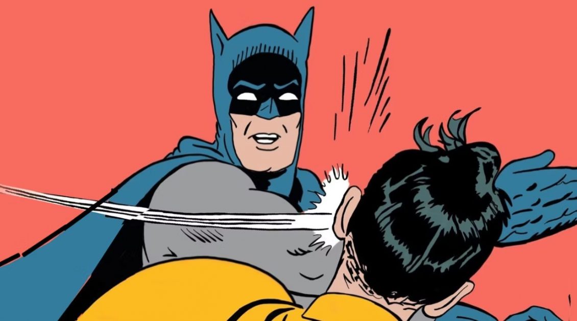 Robin Recreates Batman Iconic Slapping Meme along with a Warp