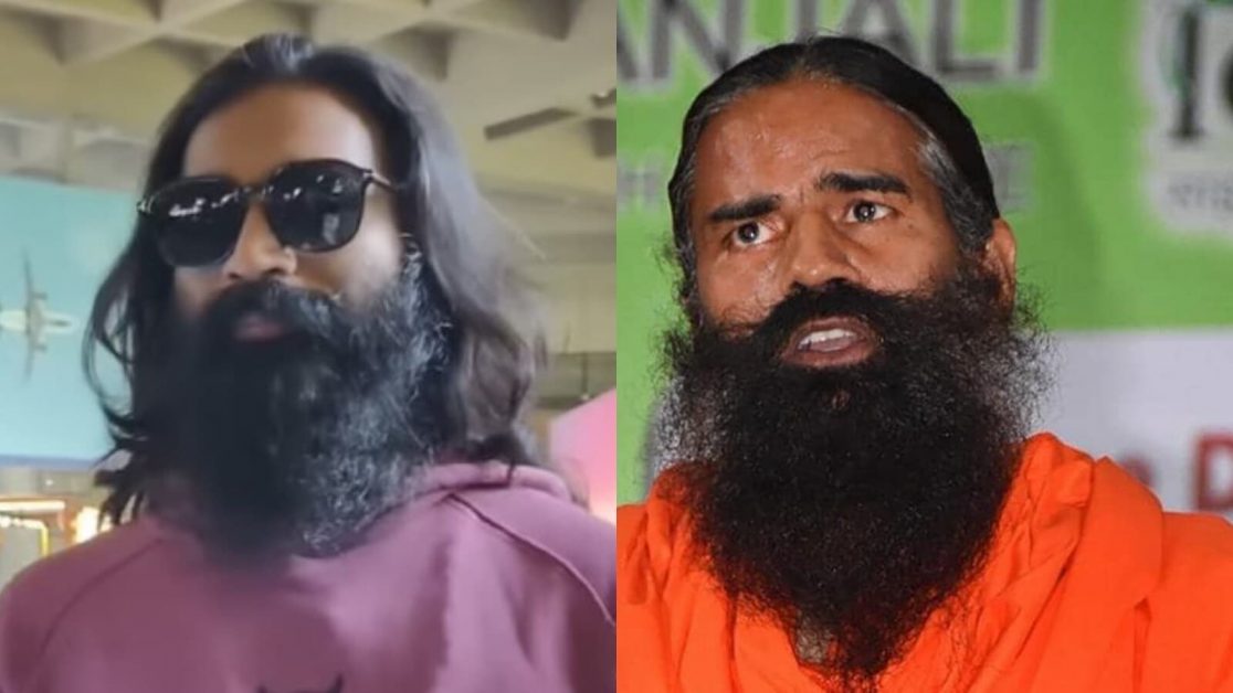 Dhanush looks almost unrecognisable at airport, internet calls him Baba Ramdev